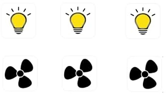 Light and fan sticker set with 6 sticker symbols (RP8/2) (10 mm)