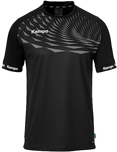 Kempa Wave 26 Shirt Herren Jungen Sportshirt Kurzarm T-Shirt Funktionsshirt Handball Gym Fitness Trikot - elastisch und atmungsaktiv, XXL, Schwarz/Anthra