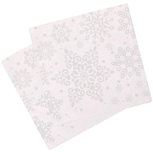 Einweg-Papierservietten, 2-lagig, 33 cm x 33 cm, Cocktail-Servietten für Neujahr, Winter, Abendessen, Party, Dekoration, Schneeflocken, Weiß, 100 Stück