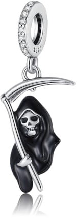 BEEUVIP Damen Schwarzer Geist Charm Anhänger für Armband 925 Sterling Silber Geburtsstein Charms Beads passend für Armband