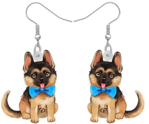 DOWAY Acryl Siberian Husky Chihuahua Beagle Dackel Yorkshire Terrier Mops Hund Ohrringe Hanging Dangle Drop Pet Schmuck für Damen Mädchen Kinder Charme Geschenk (Deutscher Schäferhund Baby)