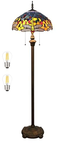 Bidesen Tiffany Stehlampe Gelb Liaison Buntglas Stehende Leselampe 16 Zoll Antike Ecke Lampe Dekor Schlafzimmer Wohnzimmer Home Office (A1)