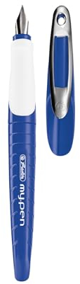 herlitz Schulfüllhalter my.pen, für Rechtshänder (M-Feder), blau/weiß, 1 Stück in Folienetui, 50046775