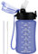 GOPPUS 350ml/12oz Bouteilles d'eau pour Enfants avec Paille Sans BPA Bouteille d'eau étanche Tritan Fille Garçon Bouteille d'eau de Sport Réutilisable pour Tout-petit avec Marquage de l'heure