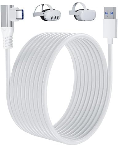 Link Cable 5m,VR Headset Cable Compatible with Meta/Oculus Quest 3/Quest 2/Quest Pro/PICO4 and PC/Steam VR, Type C Cable High Speed Data Transfer Cord USB 3.0 to USB C Cable for VR Headset/Gaming PC
