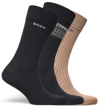 BOSS Herren 3p Rs Rib Stripe Cc Regular Socks, Black1, 39-42