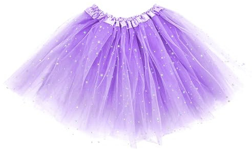 Yolev Gonna Tulle Donna Gonna in Tulle a 3 Strati con Stelle in Paillettes Gonna tutù per Adolescenti per Adulti Retro Anni '80 Festa Halloween Carnevale Costume Viola Chiaro