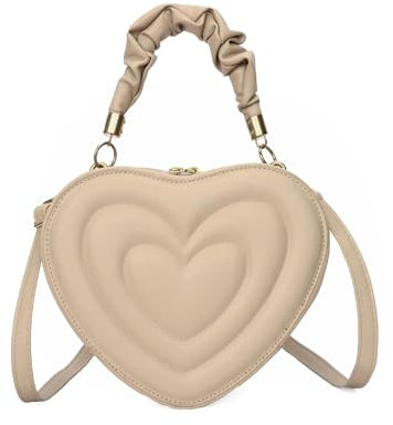 YUEZHAN Abendtasche Damen Clutch Mode Herzförmige Schöne Schulter Taschen Für Damen Pu-Leder Damen Crossbody-Taschen Vintage Casual Khaki