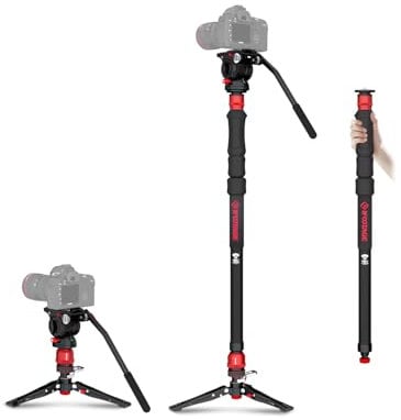 IFOOTAGE Cobra 3 Strike Monopod with Feet,Portable Travel Monopod for Camera A150S Ⅲ with Pan Tilt Head K5S,Pedal Design Base,One-Click to Extend Height 59/150cm,Payload 11lbs/5KG