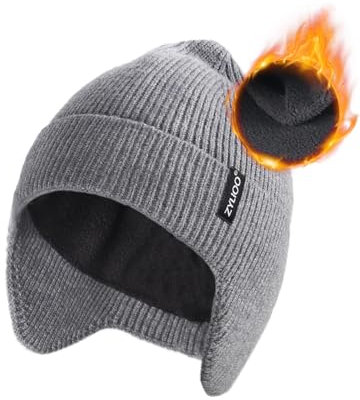 Zylioo XL-3XL Strickmütze mit Ohrenklappen Für Großen Kopf,Ohrenschützer Mütze Wintermütze Winter Beanie Mütze