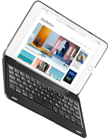 Hotkesa Custodia con tastiera Bluetooth per iPad Mini 4 e 5, con supporto girevole a 125 gradi, ultra sottile, antiurto, funzione auto sleep/wake (iPad Mini 4/5 nero)