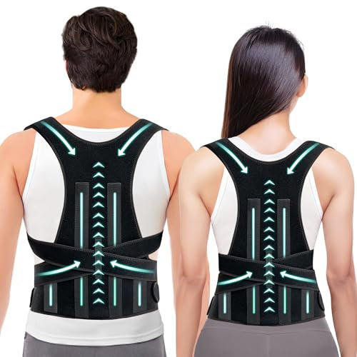 Corrector Postura Espalda, Corrector de Postura, Corrector de Postura para Aliviar El Dolor de Espalda Superior E Inferior, Soporte de Espalda Completa Ajustable para Mujeres y Hombres (Large)
