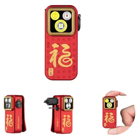 OLIGHT Oclip Pro Mini LED Taschenlampe mit Flutlicht, fokussiertes Licht und Rotlicht,500LM helle USB-C wiederaufladbare Flashlight,IPX6 Clip Lampe kleine Blinklicht für Läufer Camping(Fortune Snake)