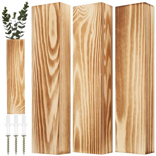 3 macetas de pared de madera para plantas de interior, con bolsillo decorativo de madera, elegante jarrón colgante de madera de 11.8 x 2.8 x 1.57 pulgadas, jarrón de pared de madera para flores secas