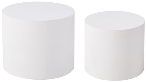 Beliani Couchtisch 2er Set Rund Japandi Stil aus MDF Weiß Manti