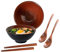 Ceraozmus 2x Ramen Schüssel Keramik - 1200ml - 20 cm -Mit Löffel und Essstäbchen for Ramen Soup Pho Udon Asian Noodles,Large Noodle Bowls (Braune Glasur 2 Satz)