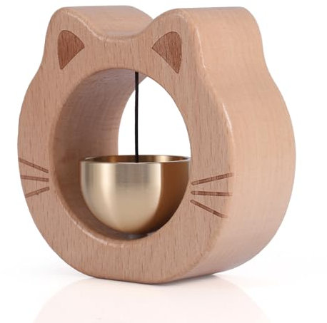Shopkeepers Bell, Cat Shape Wooden Magnetic Wind Chime Doorbell Decoration for Business Entrance Aura Shop Door Opening Home Garden Unique Housewarming Gift