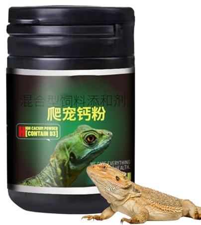 Poudre de calcium pour reptiles – Complément alimentaire sans additifs | Calcium naturel D3 avec cuillère doseuse pour renforcer les os des geckos, tagames barbus, amphibiens et animaux de terrarium