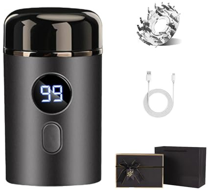 Ipx7 Razor for Wet and Dry, Men Portable Mini Electric Shaver with Led Display for Face (Grau Gift Box)
