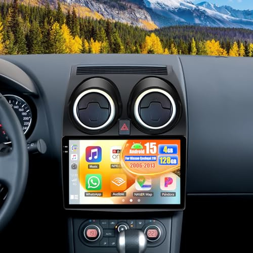 OiLiehu 4G+128G Android 15 Autoradio pour Nissan Qashqai J10 2006-2013 avec CarPlay Android Auto sans Fil, 9“ Écran Tactile Radio avec GPS WiFi Bluetooth Lien Miroir FM/RDS EQ SWC Caméra Arrière