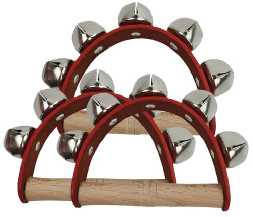 ZUNOXAZ Halbmond Handtamburin 3 Stück Mit Bunten Schellen Klarer Klang Musikspielzeug Für Kinder Party Und Frühpädagogisches Rhythmus Training
