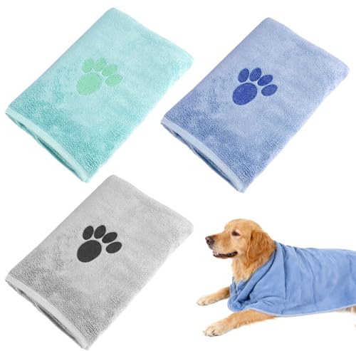 Zykra Hundehandtuch aus Mikrofaser, 75 x 35 cm, 3 Stück | Extra Saugfähig, Schnell Trocknend, Für Hunde, Katzen oder Andere Haustiere