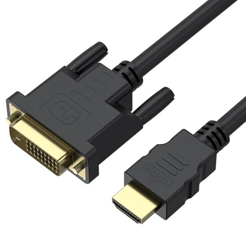 Unidirection HDMI to DVI Cable 1.5M, 1080P 60Hz Non-bidirectional HDMI to DVI Adapter, HDMI-Output to DVI-Input Converter Cord [Male to Male] for Computer/Desktop/Laptop/PC/Monitor/Projector