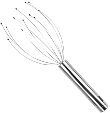 Masajeador de Cuero Cabelludo Manual 1 Pieza Metal Plata | Herramienta para Cuero Cabelludo, sin Batería, para Mujeres y Hombres, Antienredos, Uso Diario