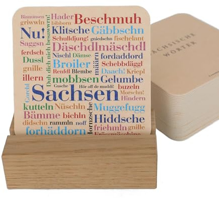Deine Wörter Bierdeckelset – 30 Bierdeckel mit Sächsischer Mundart in Wortwolke – Geschenk & Souvenir aus Sachsen