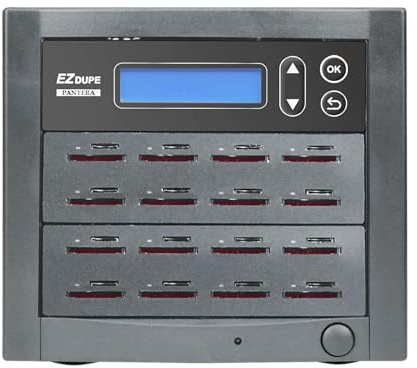 EZ DUPE SD and MicroSD Duplicator 1 to 15 – 100 MB/s High Speed – Copy and Erase Memory Cards (Pantera Series)