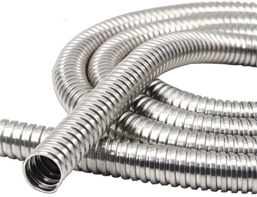 Edelstahl Wellrohr 1 Meter langer, flexibler Edelstahl-Kabelschlauch mit 6–51 mm Innendurchmesser, Metallgewinde und weicher Rohrhülle for Schutz des Kabels(Inner Diameter 10MM)