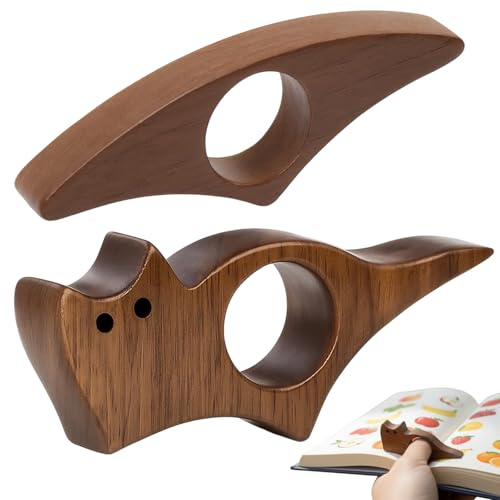 2 Stück Buch Seitenhalter Aus Holz, Katzengesicht, Buchseitenhalter, Praktische Book Page Holder Für Bücher, Hochwertiges Bücher Zubehör, Stabiler Buchseitenhalter Daumen
