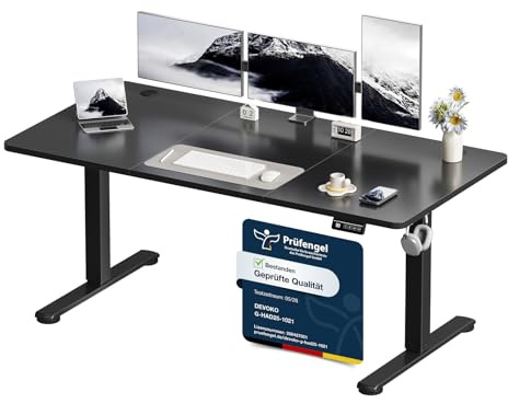 Devoko Elektrisch Höhenverstellbarer Schreibtisch 160 x 60cm,Schwarz | Schreibtisch Höhenverstellbar Tisch, Steh-Sitz Bürotisch, Computertisch mit Memory-Funktion, Stehpult, Standing Desk