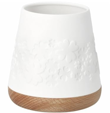 Räder Poesie Windlicht Kleeblatt – Akazienholz & Porzellan – Teelichthalter mit Kleeblatt-Relief – Glücksbringer Geschenk & Tischdeko