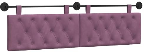vidaXL Hängendes Kopfteil Lila Samt, Schlafzimmer, modernes Wand-Kopfteil, rechteckig mit Samtbezug, gesteppt, Holzwerkstoff, platzsparende Dekoration