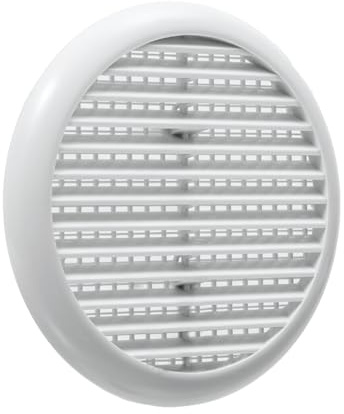 Map Round Louvre Adjustable Air Vent Cover with Flyscreen Mesh - White | for Openings 80-152mm, for Bathroom, Kitchen, Shed, Garage, External & Internal Walls
