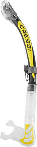Cressi Alpha Ultra Dry, Tauchen und Schnorcheln Silikon Dry Schnorchel – 100% Made in Italy, Unisex, Transparent/Gelb