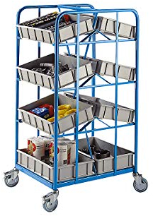eurokraft | pro | Kommissionierwagen | LxBxH 810 x 660 x 1520 mm | Tragfähigkeit 300 kg
