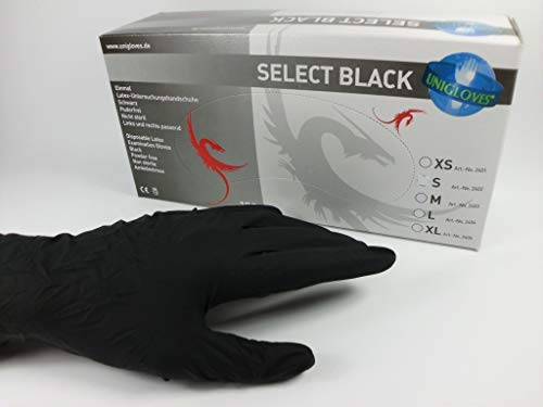 UNIGLOVES Schwarze Latex Handschuhe (L), 100 St