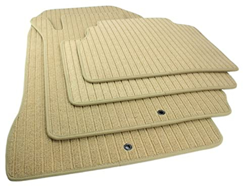 kfz-premiumteile24 Fußmatten Velours Kompatibel mit E-Klasse W210 S210 T-Modell Baujahr 1995-2002 Rips Automatten Stoffmatten Premium Qualität Autoteppiche Beige