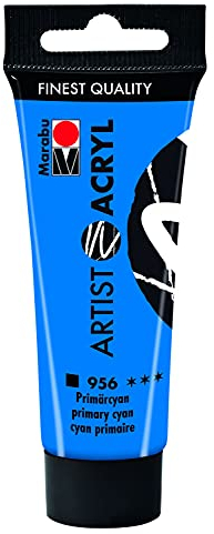Marabu 12200055956 Artist Acrílico Primario Cian 956, 22 ml, pintura acrílica fina de calidad artística, a base de agua, consistencia pastosa, altamente pigmentada, muy buen brillo y opacidad