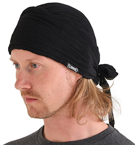 CHARM Raffen Turban Bandana Mütze Kopf Schal Alle Jahnreszeit Boho Schick Pirat Schwarz