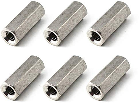 Dado di giunzione esagonale lungo M10 x 17 x 30 in acciaio inox 304 tondo dado di accoppiamento (confezione da 6)