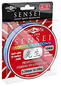 Mikado Sensei geflochtene Schnur Multicolor, alle 10m ändert Sich die Farbe, in 150m o. 250m, 0,18mm - 0,30mm (150, 0,22mm - 17,3kg)
