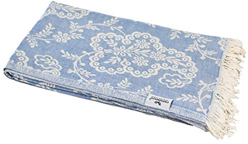 Carenesse Jacquard Hamamtuch Paisley 90 x 175 cm blau I Edles Hamam Handtuch 100% saugfähige Baumwolle mit hochwertiger Webung I Pestemal/Fouta weich & zart I Leichtes Hamam Strandtuch kompakt