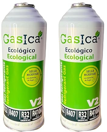 2 ENVASES GAS ECOLOGICO REFRIGERANTE V2 226gr x2 ALTERNATIVO R22/R407C/R410A