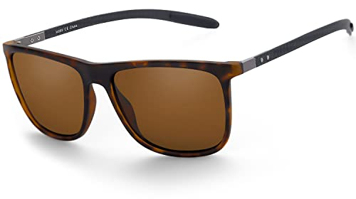 ZENOTTIC Polarisierte Sonnenbrille Herren Kohlefaser Bügel Quadratische Sonnenbrille Fahren Angeln Golf Sport UV400 Schutz