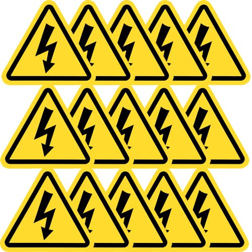 Becral® - Adesivo a rischio elettrico | adesivi in vinile per quadro elettrico | Triangolo con fulmine | normativa europea W012, ASR A1.3, DIN EN ISO 7010 poliestere giallo nero (40 mm - 15 pezzi)