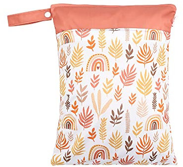 Treer Wetbags für Stoffwindeln Windeltasche Baby 30x40cm Regenbogen-Serie Wasserdichte Organiser Beutel Nasstaschen mit Doppelt Reißverschluss - Nass-Trocken- Trennung (Orange)