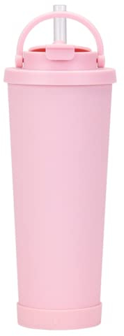 LADRENTDU Étanche Gourde Sport Gourde Isotherme Gobelet Thermos Grande Capacité De 830 Ml Avec Poignées Pratiques, Une Tasse De Gobelet Double, Gobelet À Paille À Grand Trou, Rose Clair, 830 Ml